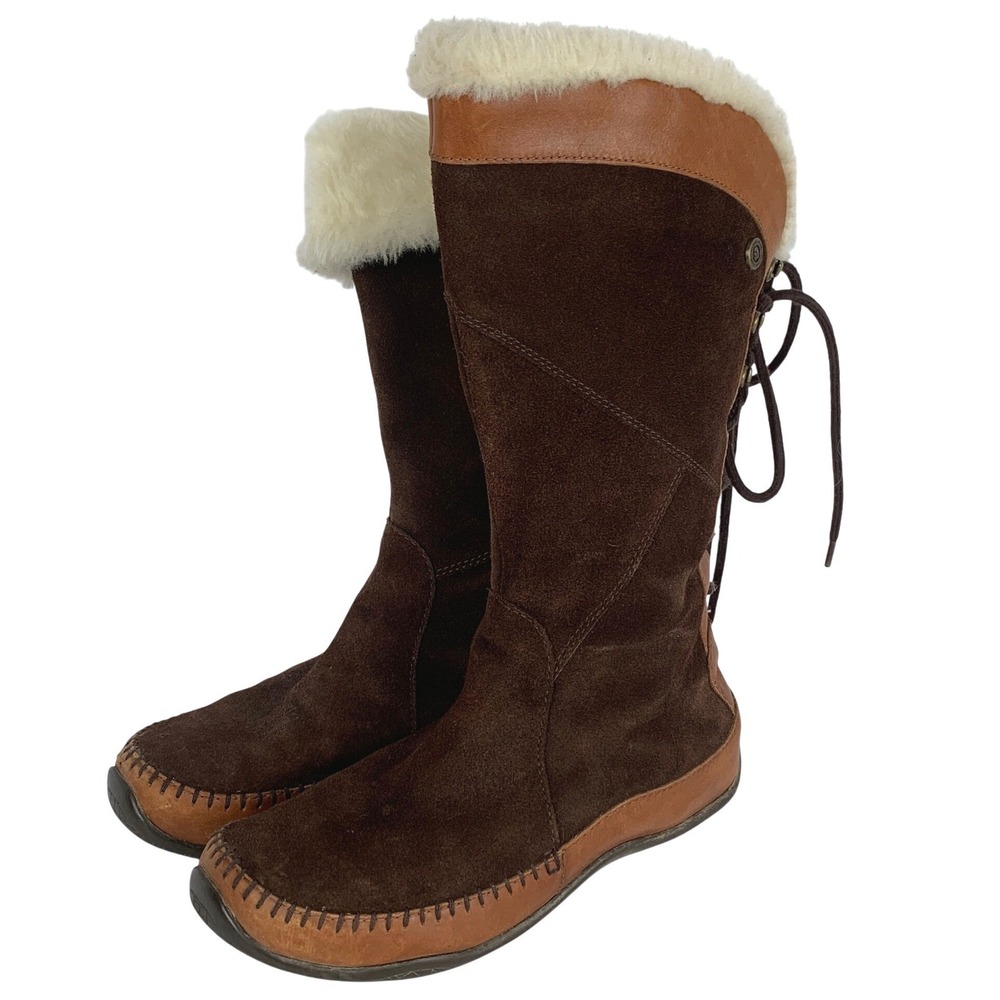 THE NORTH FACE Janey Brown Suede Insulated Winter Boots Faux Fur Women 8